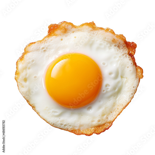 Fried egg isolated on transparent background. AI generated.