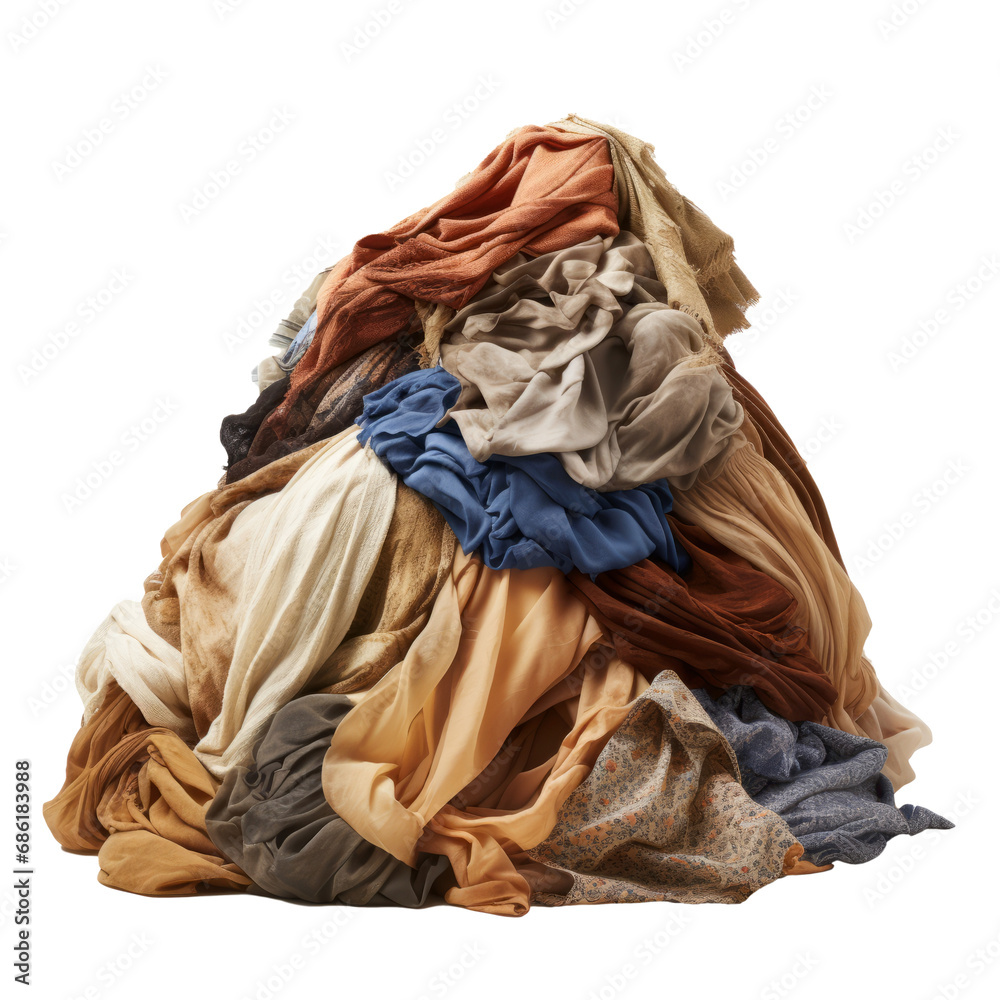 Pile of dirty laundry isolated on transparent background. AI generated.