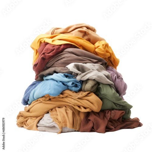 Pile of dirty laundry isolated on transparent background. AI generated.