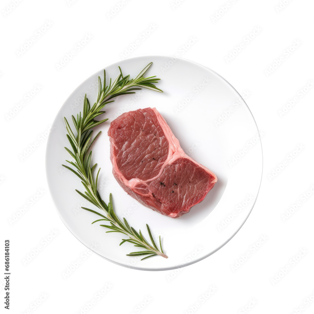 Raw meat or steak isolated on transparent background. AI generated.