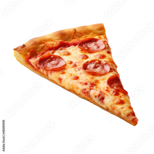 Slice of pizza isolated on transparent background. AI generated.