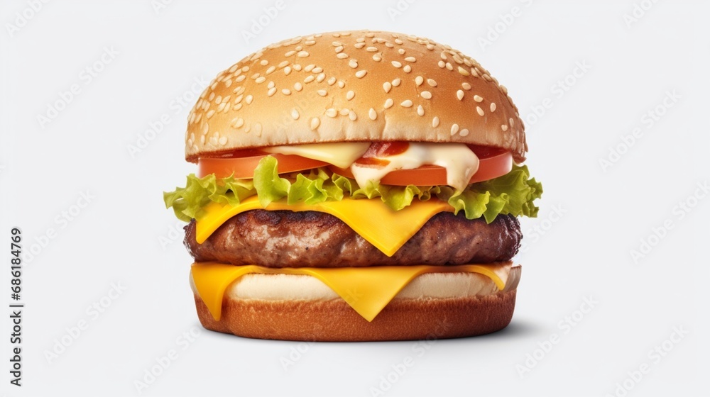 hamburger with melted cheese and patty Ai Generative hamburger with melted cheese and patty Ai Generative