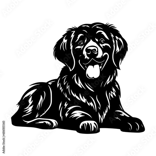 Friendly borador dog resting silhouette illustration, Borador dog resting Logo Monochrome Design, Generative AI.