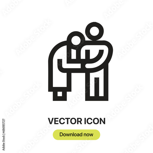 Old People icon vector. Linear-style sign for mobile concept and web design. Old People symbol illustration. Pixel vector graphics - Vector.	
