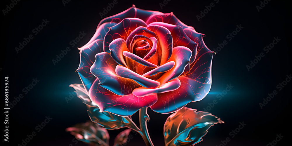 red rose on black, A painting of a red rose with the word on it, A ...