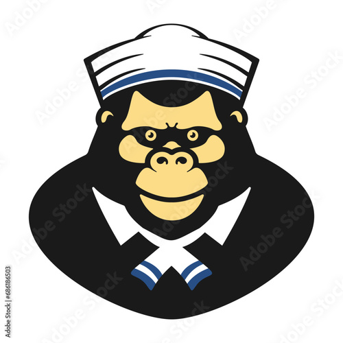 The gorilla icon wears a navy cadet hat, depicting calm but powerful