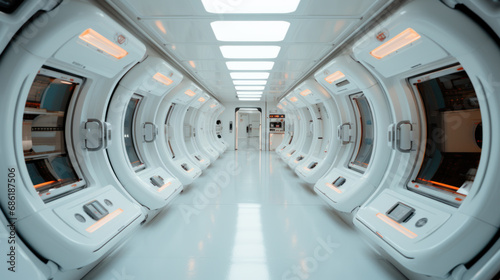 Fototapeta Naklejka Na Ścianę i Meble -  Sleeping cabin of a space ship, science fiction