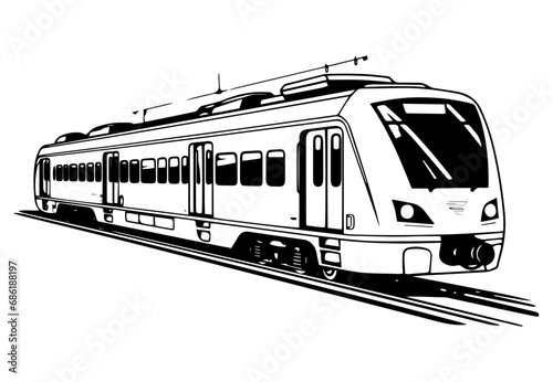 silhouette of the electric train vector illustrator , fast image, simple flat design. © Natworanat