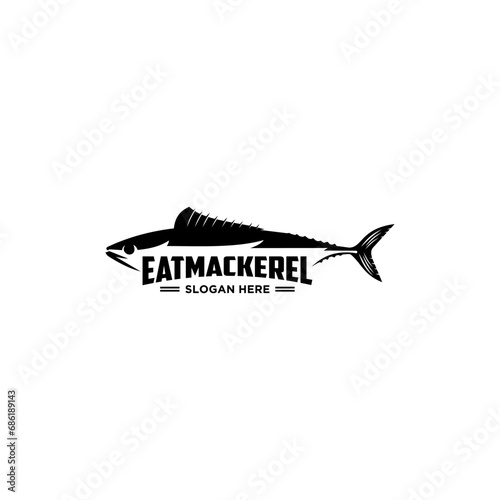 Black Mackerel Fish Icon Logo FishingSport Design