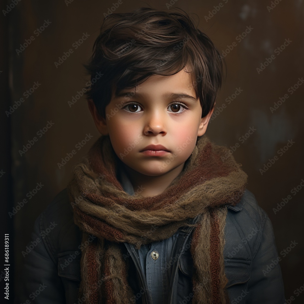 portrait of a kid looking at camera