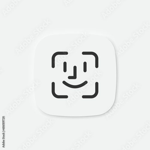 Face scan icon. Recognition id sign. Facial biometric symbols. Identity people symbol. Vector isolated sign.