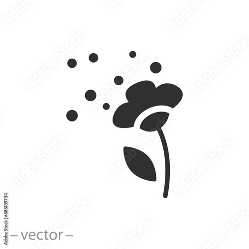 wildflowers blooming icon, pollen allergy, allergic reaction, flat symbol - editable stroke vector illustration