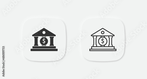 Bank building icon. Finance sign. Money symbol. Investment icons. Vector isolated sign.
