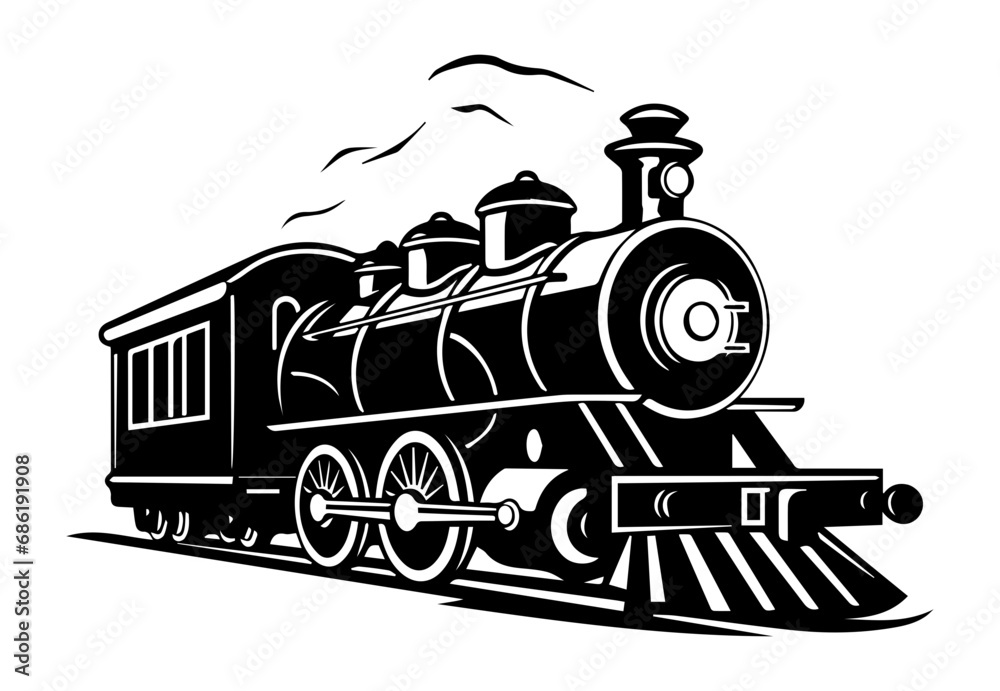 silhouette of the old train vector illustrator, vintage train.