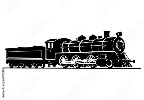 silhouette of the old train vector illustrator, vintage train.