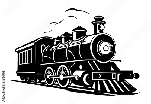 silhouette of the old train vector illustrator, vintage train.