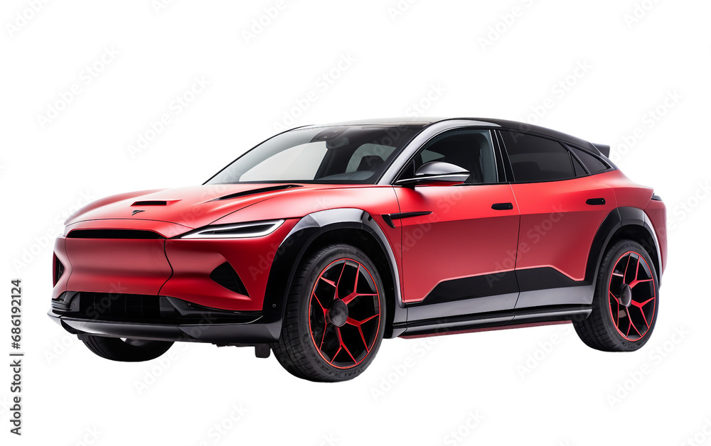 A Glimpse into All-Electric Performance SUV Mastery Isolated on Transparent Background PNG.