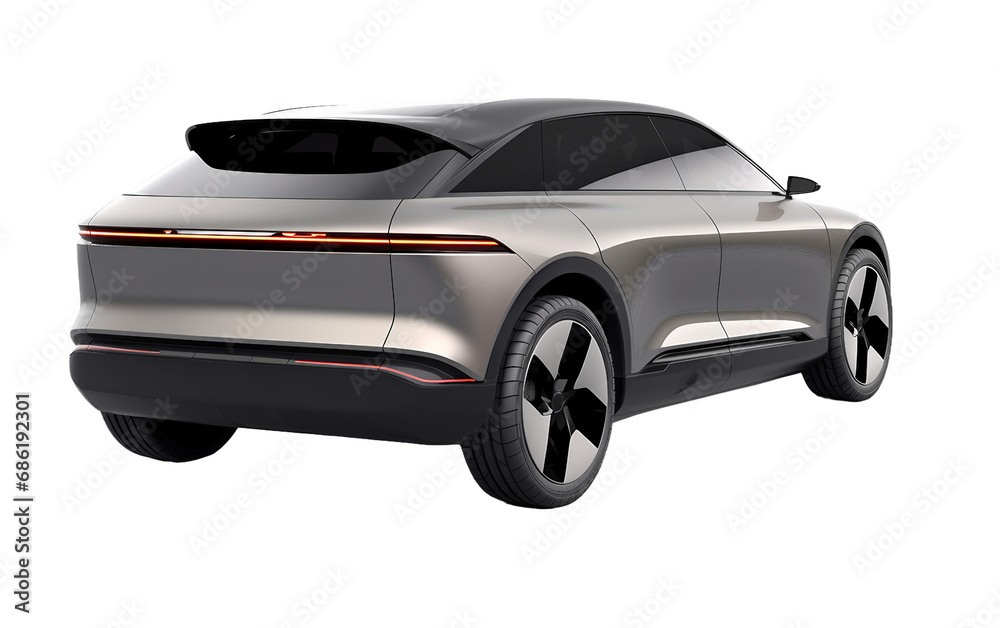 All-Electric Premium Crossover Concept Unwrapped Isolated on Transparent Background PNG.