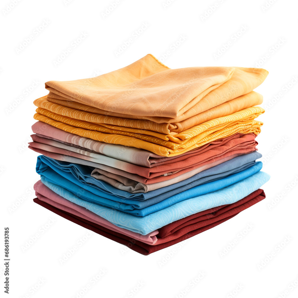 A pile of vibrant napkins isolated on transparent background A pile of vibrant napkins isolated on transparent background