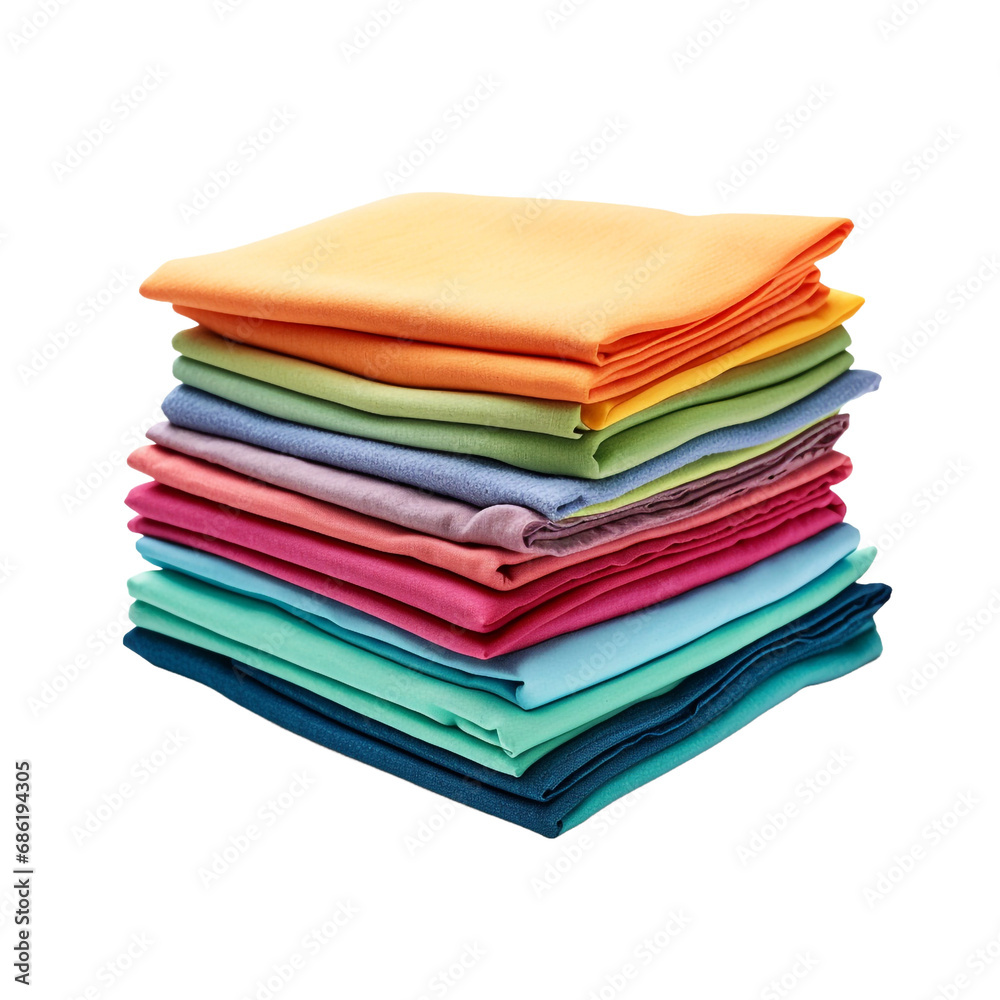 A pile of vibrant napkins isolated on transparent background A pile of vibrant napkins isolated on transparent background