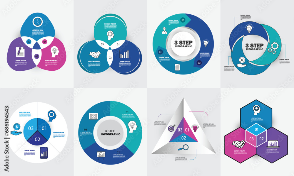 Set of infographic templates with 3 options Set of infographic templates with 3 options