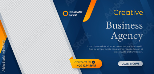 Business editable webinar horizontal banner template new design. Modern banner design with black and white background and yellow frame shape. Usable for banner, cover, and header.
