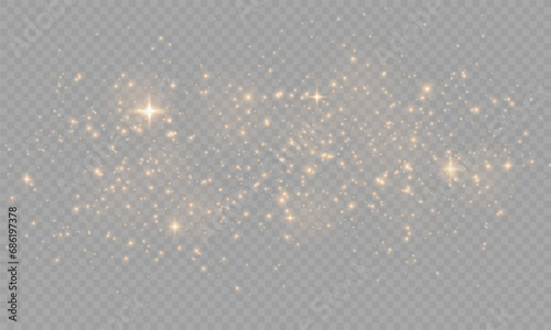 Golden Dust Light PNG.Light Effects Background. Glowing Christmas Dust Backdrop with Bokeh Confetti and Sparkle Overlay Texture  Ideal for Stock and Design Projects. 