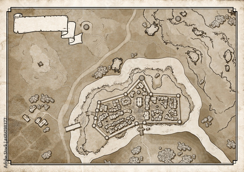 Photography Generic Vintage Fantasy Map for Roleplaying Game