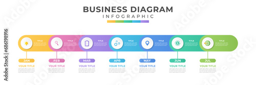 Modern Timeline diagram roadmap 7 Steps. presentation vector infographic. Infographic template for business.