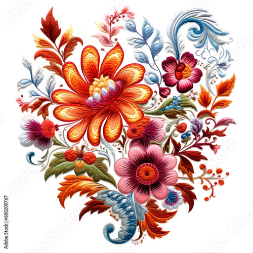  A floral pattern with leaves and flowers.