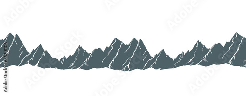Seamless mountain background. Hand drawing. Not AI. Vector illustration