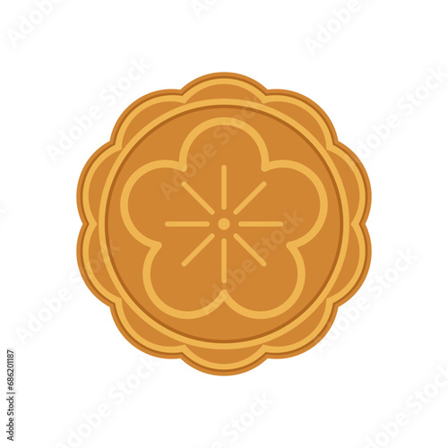 Moon cake vector. Moon cake, traditional Chinese round pastry eaten during Mid Autumn Festival.