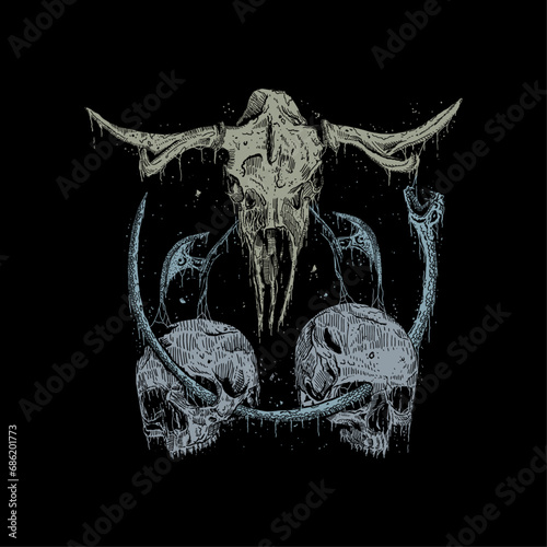 goat skull death metal illustration photo