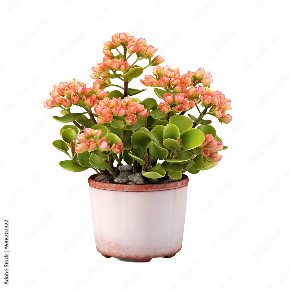 A potted kalanchoe lariniata is a lovely decorative plant in the house yard isolated on transparent background A potted kalanchoe lariniata is a lovely decorative plant in the house yard isolated on transparent background