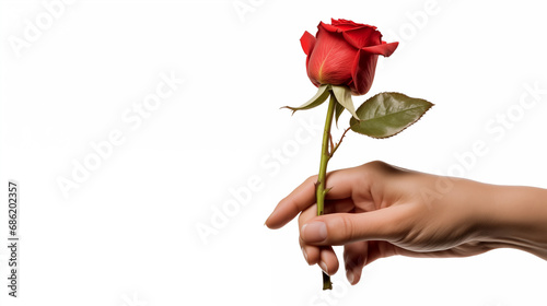 16 9 A red rose on hand symbolizes giving love on Valentine s Day or any other special day.