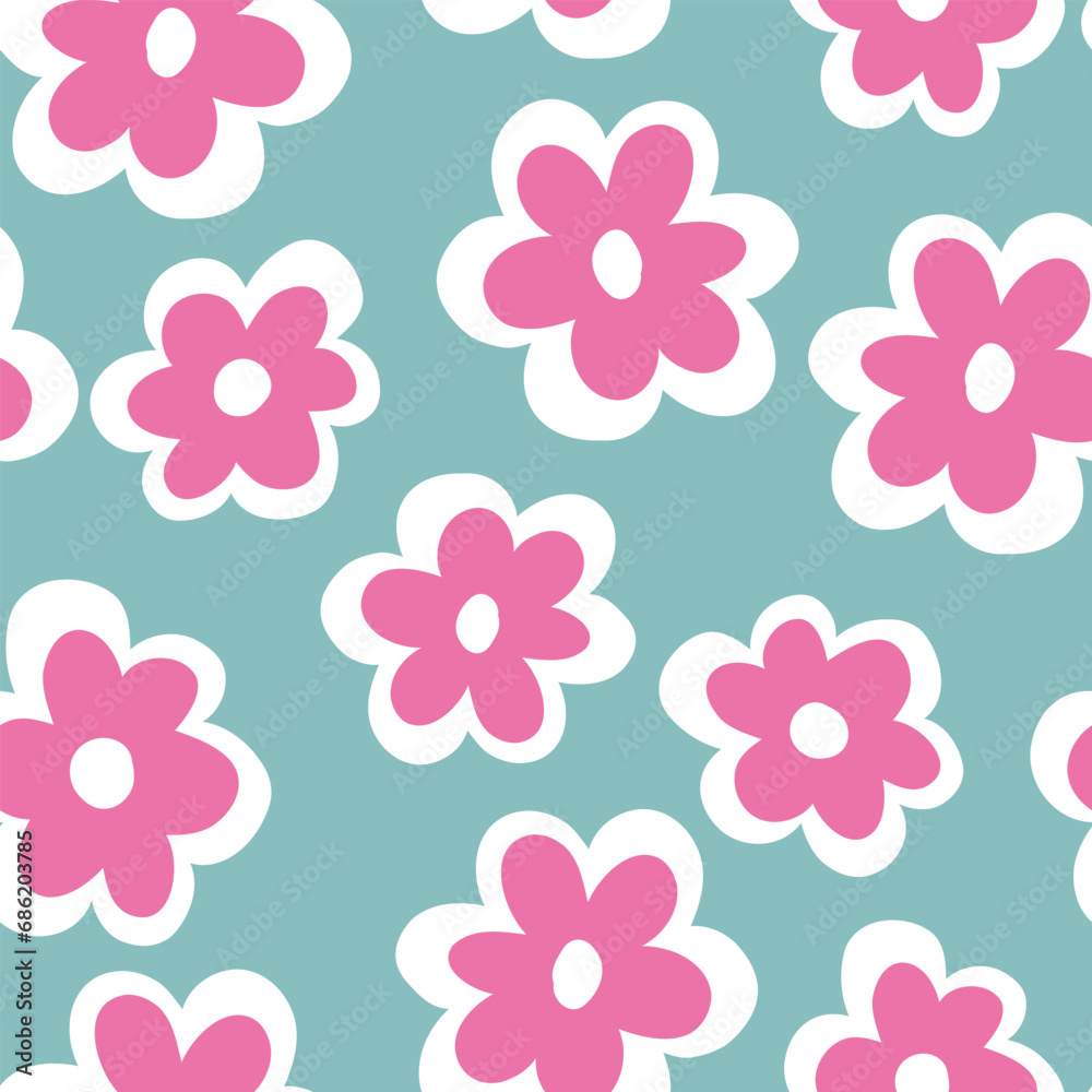 Seamless pattern with creative decorative flowers in scandinavian style. Great for fabric, textile. Vector background Seamless pattern with creative decorative flowers in scandinavian style. Great for fabric, textile. Vector background