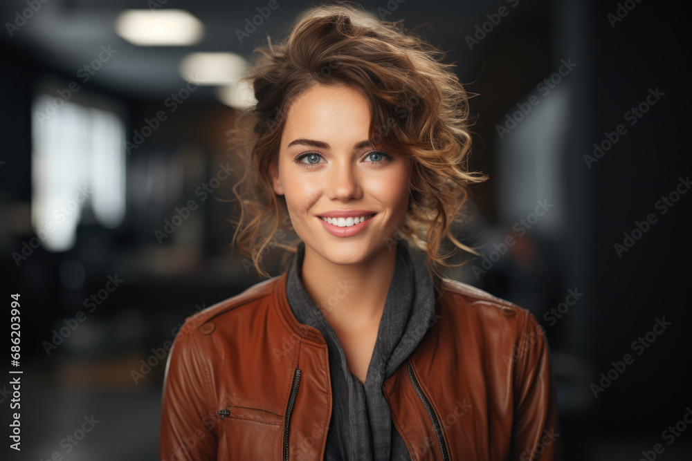 A portrait of a woman with a forced smile, concealing inner doubts about societal expectations and the pursuit of perfection. Concept of concealed emotions and societal demands. Generative Ai. A portrait of a woman with a forced smile, concealing inner doubts about societal expectations and the pursuit of perfection. Concept of concealed emotions and societal demands. Generative Ai.