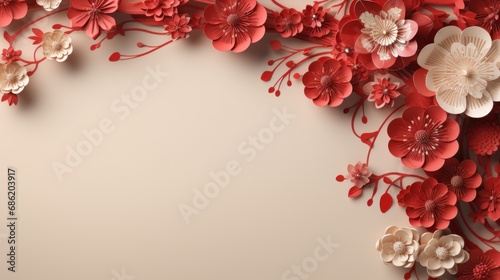 3d Chinese new year card template with copy space