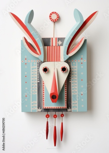 a christmas deer hanging from a mantel