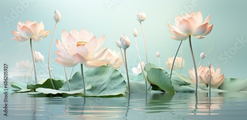 Wallpaper Mural a painting of lotus plants and the water, Torontodigital.ca