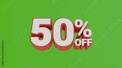 3D spheres form a discount symbol to represent a fifty percent off sale