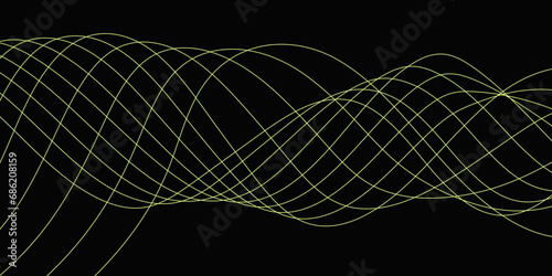 Abstract Black background with a glowing abstract waves. Abstract wave element for design. Digital frequency track equalizer, Futuristic background design. Long exposure, Light painting photography.