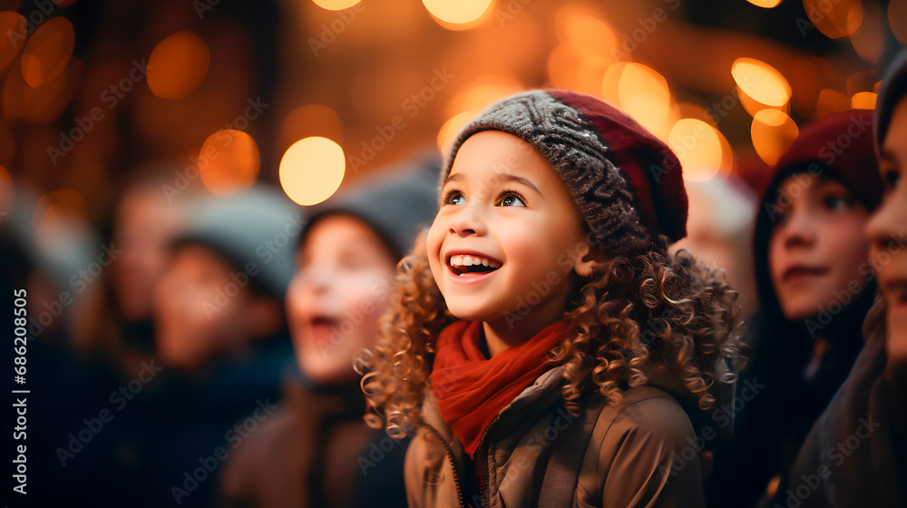 A girl happy because Christmas is coming. Space for text A girl happy because Christmas is coming. Space for text
