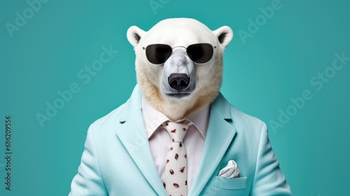 Polar bear suit fashion.Business concept.Fun animal character. photo