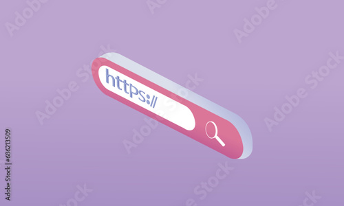 3d minimal Search bar with http link. hyperlink website worldwide, Hypertext Transfer Protocol, HTTP data web page, Web browser, website, Navigation and search. Web search concept.on pastel background