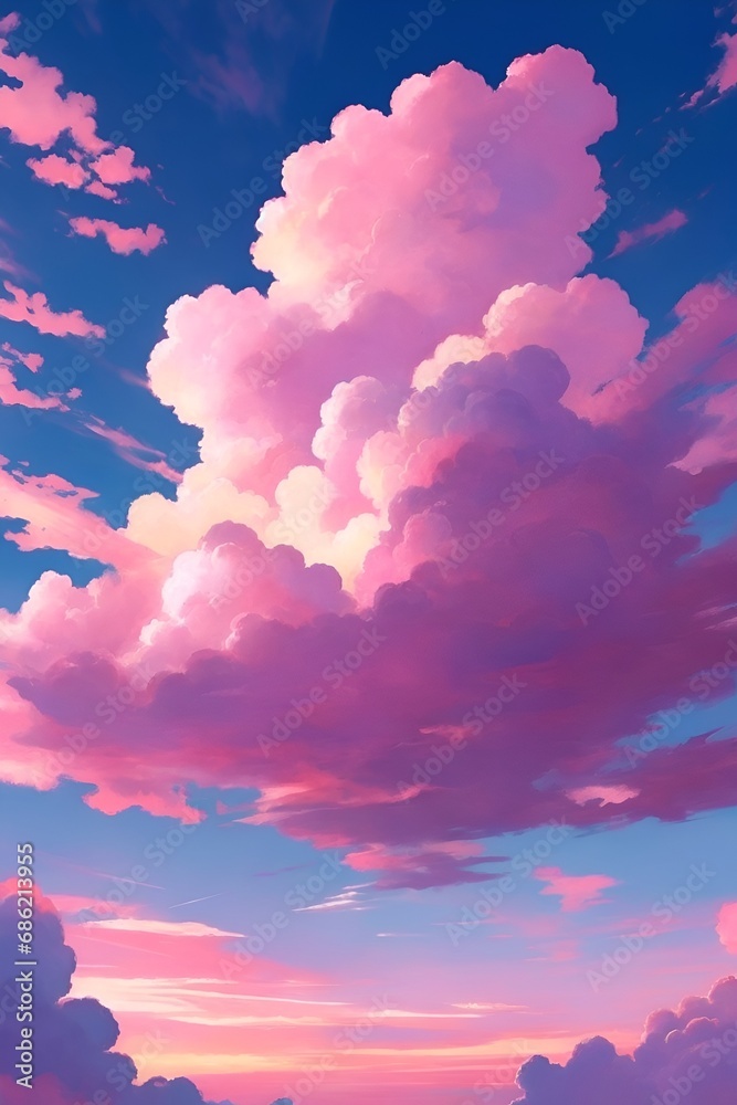 Beautiful pink clouds, vertical composition