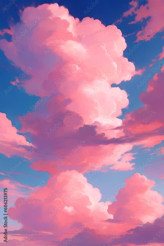Beautiful pink clouds, vertical composition