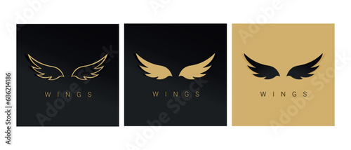 Wings logo set in different colors. Vector illustration