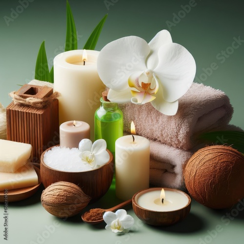 spa still life with candles