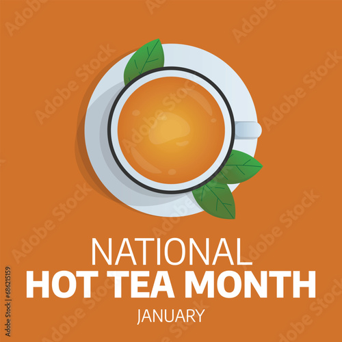 Flyers honoring National Hot Tea Month or events associated with it can utilize vector pictures regarding the month. design of flyers, celebratory materials.